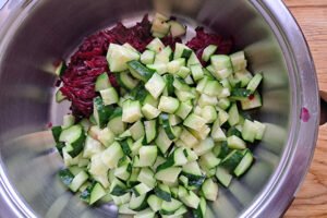 cucumbers cut into small cubes